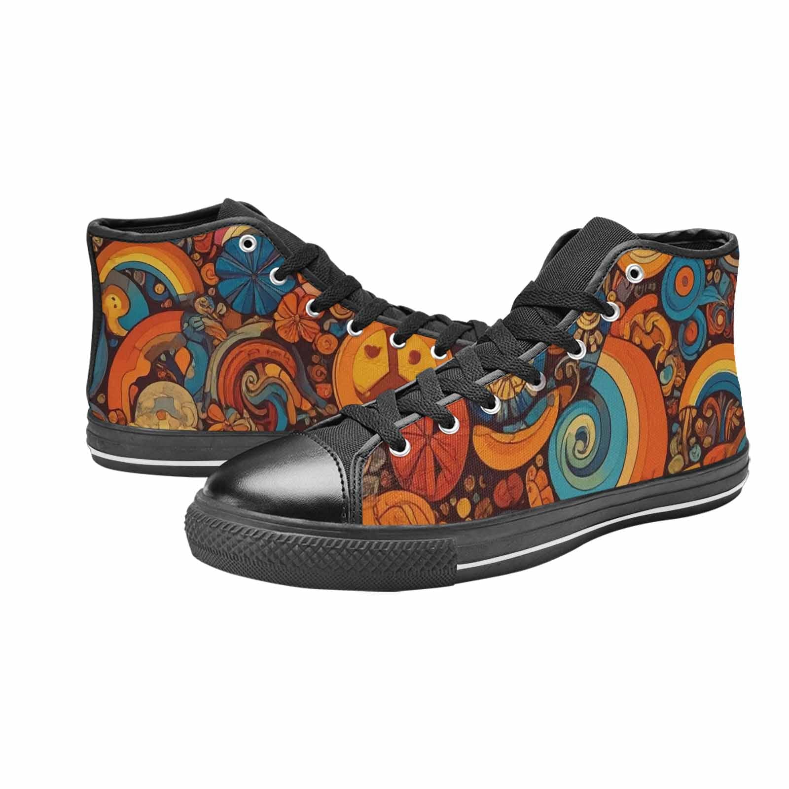 WOMEN'S Groovy 70S Peace High Top Canvas Y2K Custom Sneakers