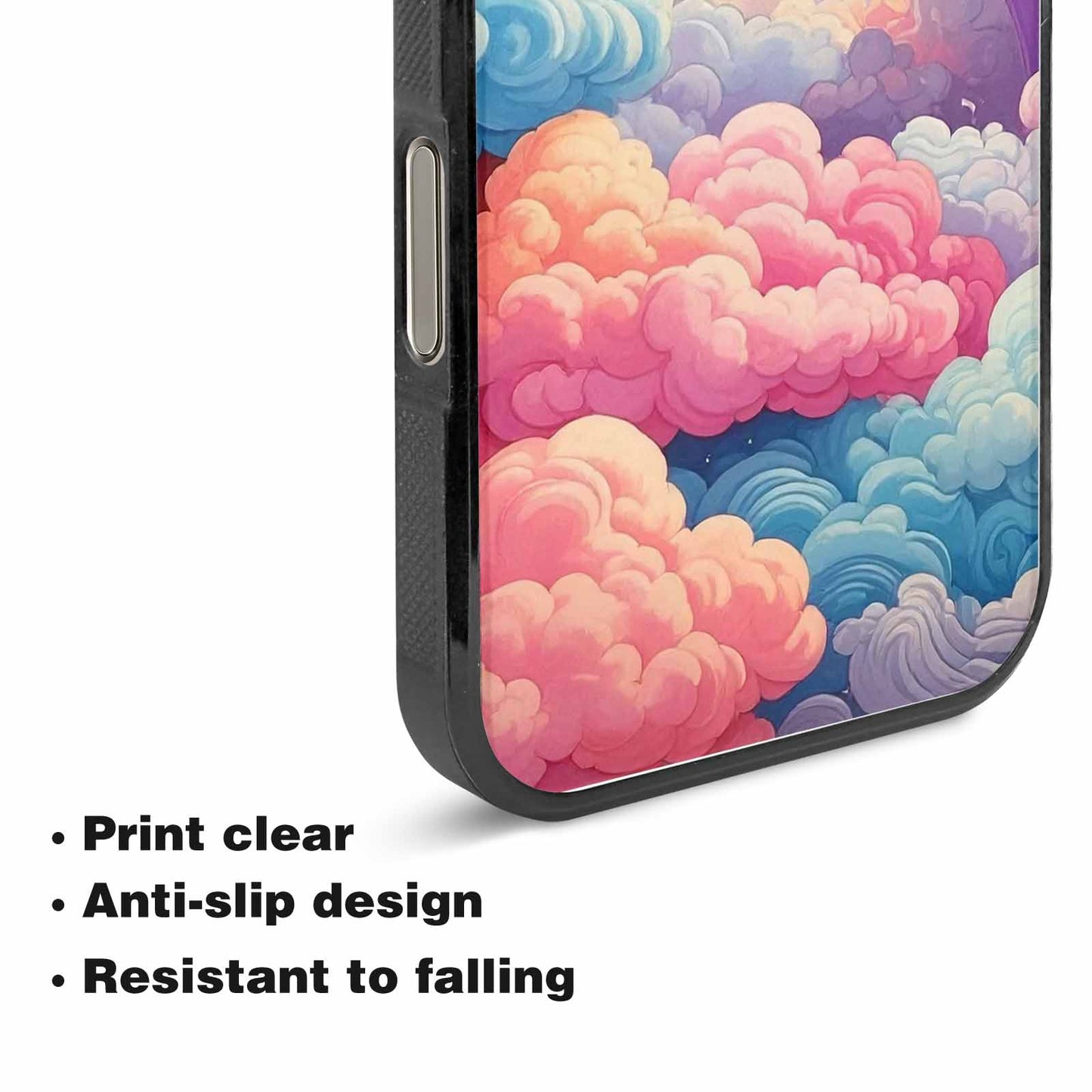 iPhone 15 Pro Max Case — Cloud And Rainbow Burst Pattern Hundreds, Custom Print Case Cover