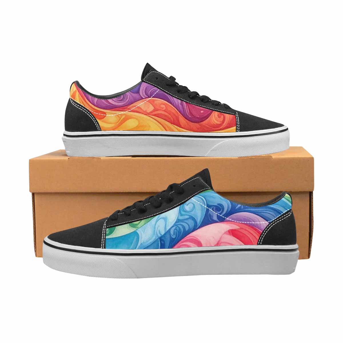 WOMEN'S Tie Dye Swirls Tie Lace-Up Canvas Dark Academia Sneakers