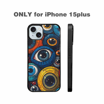 iPhone 15 Plus Case — Cartoon Eyeballs, Custom Printed Phone Case
