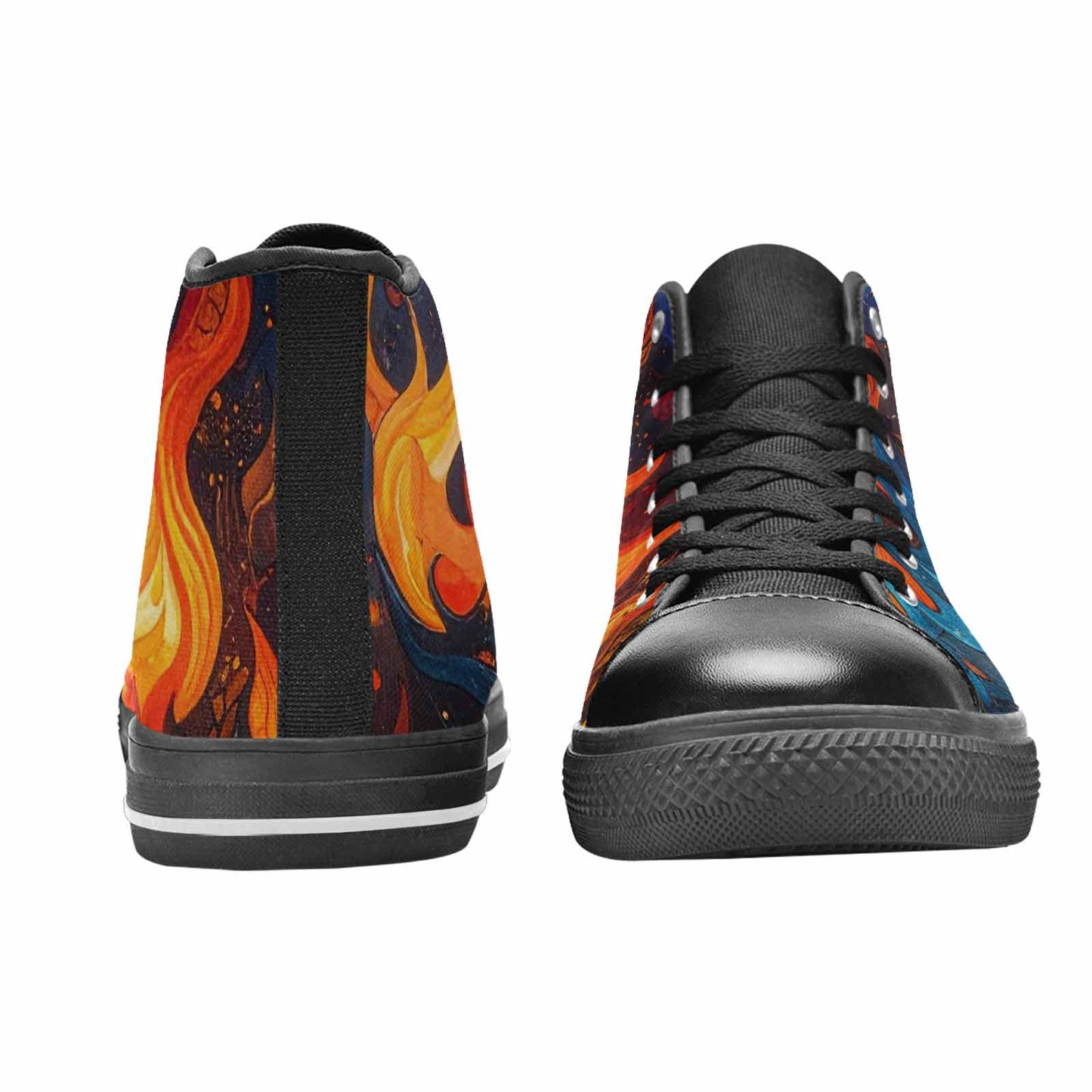 MEN'S Fire Flame High Top Canvas Wallpaper Art Custom Shoes