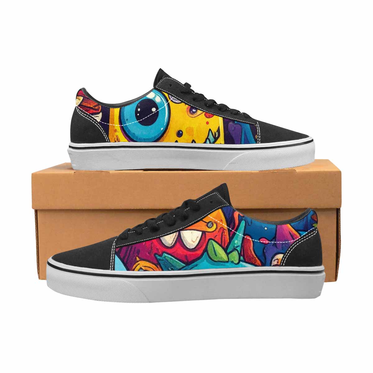WOMEN'S Cartoon Monster Character Canvas Lace-Up Neon Fantasy Custom Sneakers