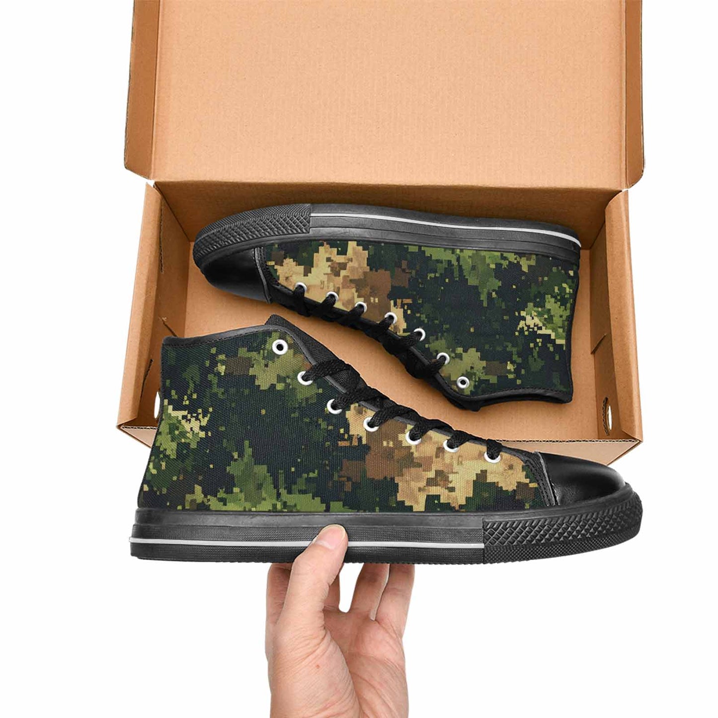 WOMEN'S Military Camouflage Blotch High Top Canvas Neon Fantasy Custom Sneakers