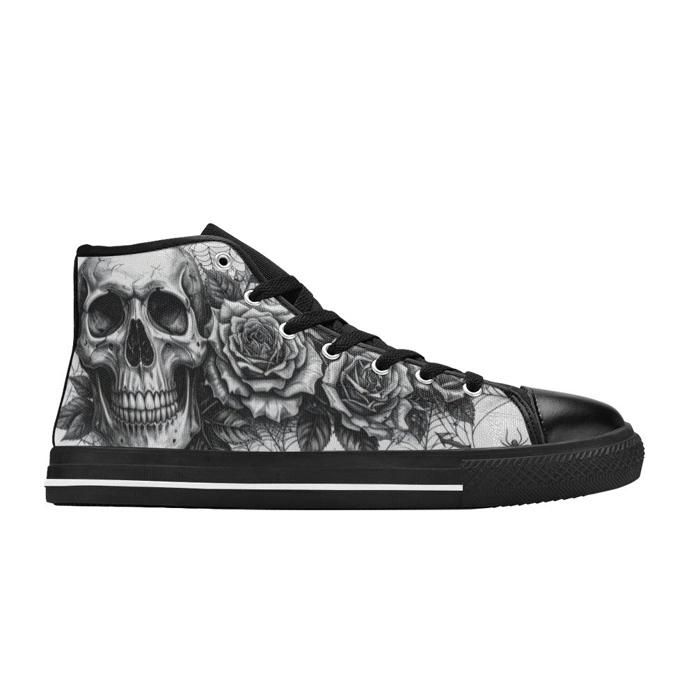 Gothic Crown Skull Men's Dark Art High Top Canvas Shoes | Freaky Shoes®