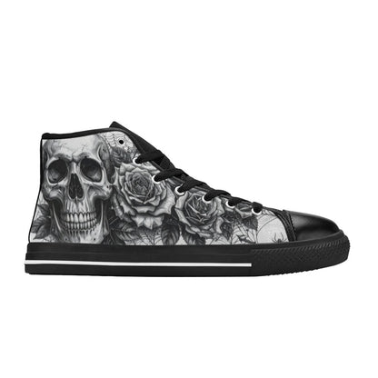 Dark Art Gothic Skull Men's High Top Canvas Shoes | Freaky Shoes®