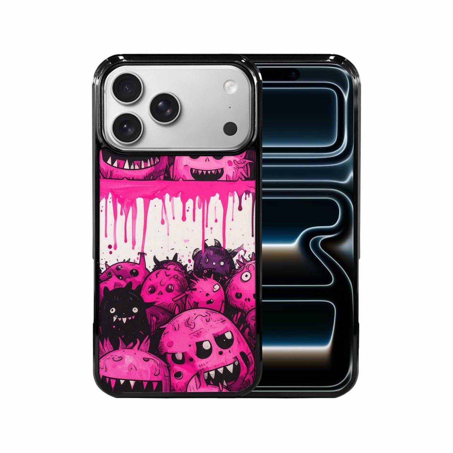 iPhone 17 Pro Max Case — Black &amp; Pink Ink Cartoon Cute, Custom Art Phone Cover