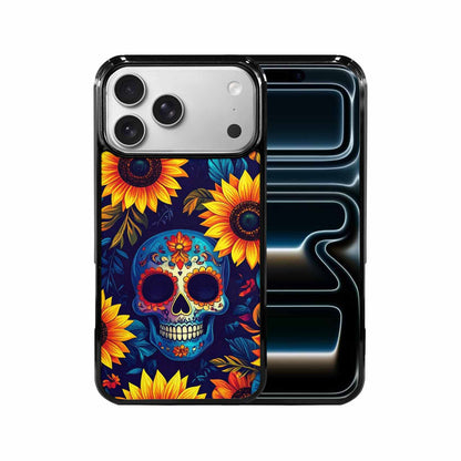 iPhone 17 Pro Max Case — Sunflowers Skulls Art Seamless Gothic Skulls, Custom Art Phone Cover