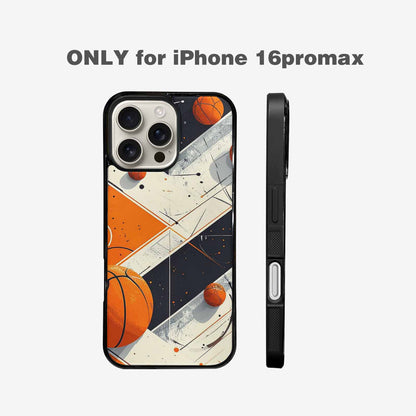 iPhone 16 Pro Max Case — Basketball Pattern Court Lines And Balls, Original Design Phone Case