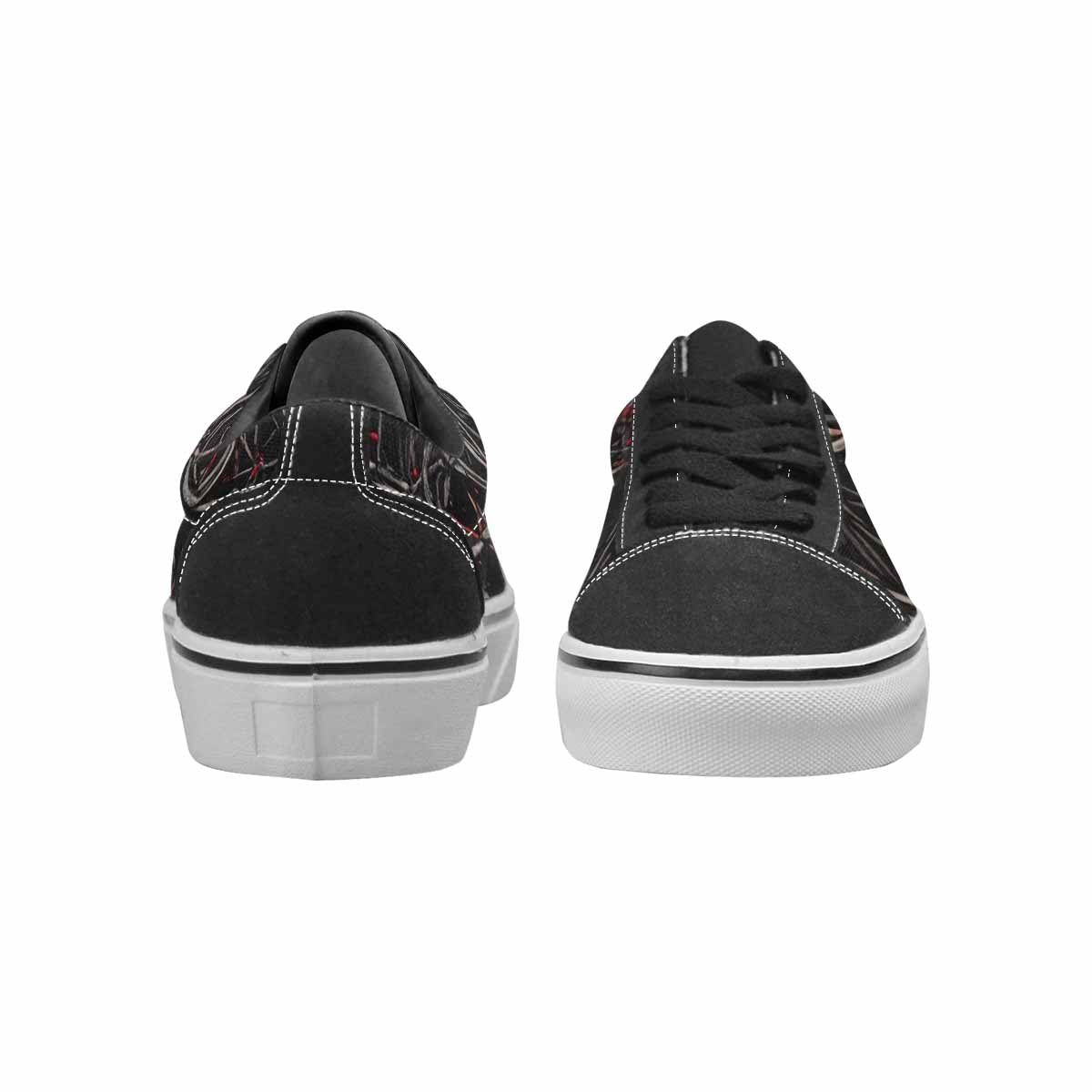 MEN'S Barbed Wire Black & Red Ink Canvas One Of A Kind Surreal Custom Streetwear Shoes