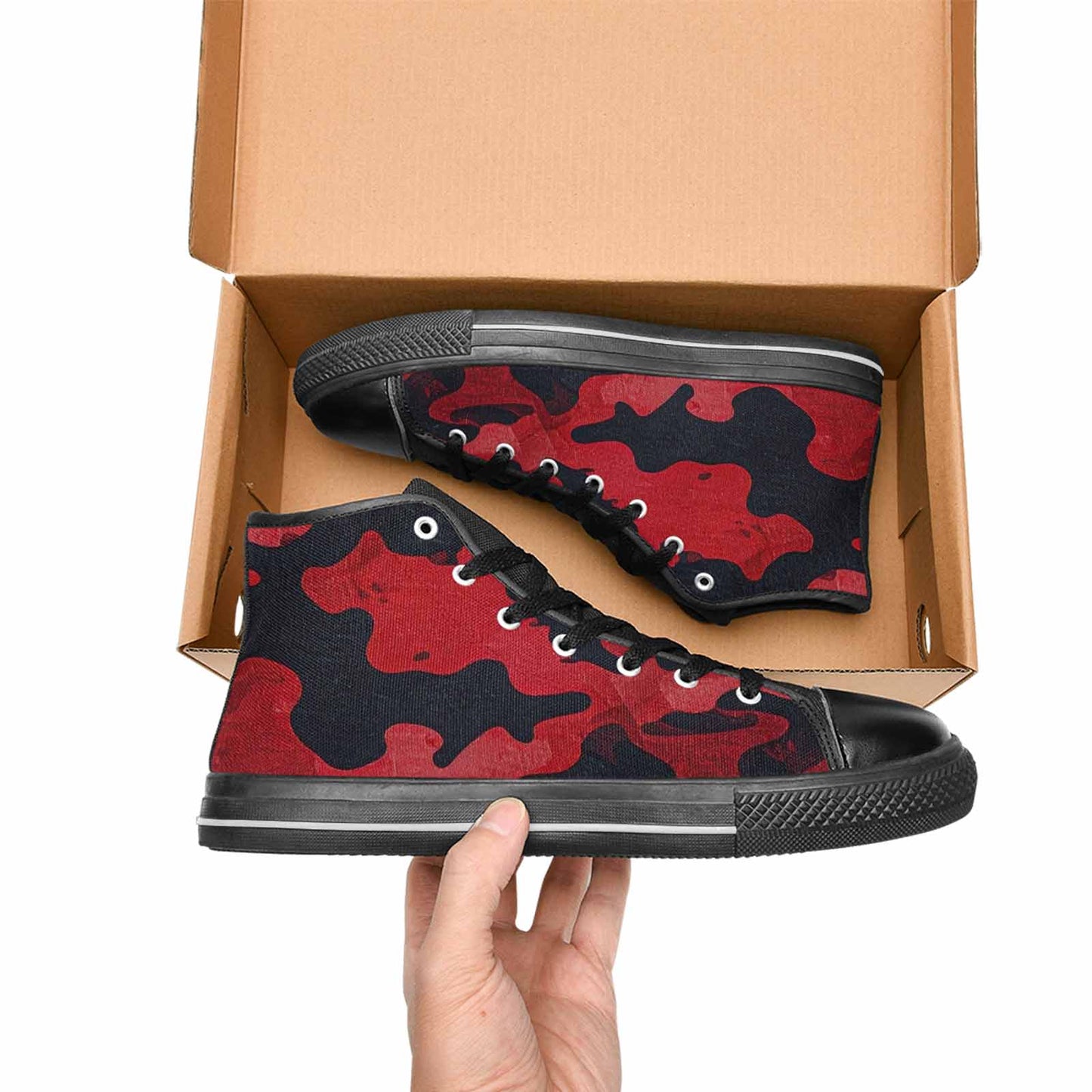 MEN'S Tactical Camo Red Black High Top Canvas Dark Academia Sneakers