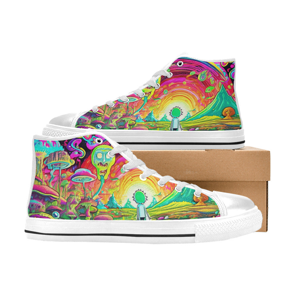 WOMEN'S Trippy Freestyle Art Designs High Top Canvas Vibrant Chaos Custom Sneakers