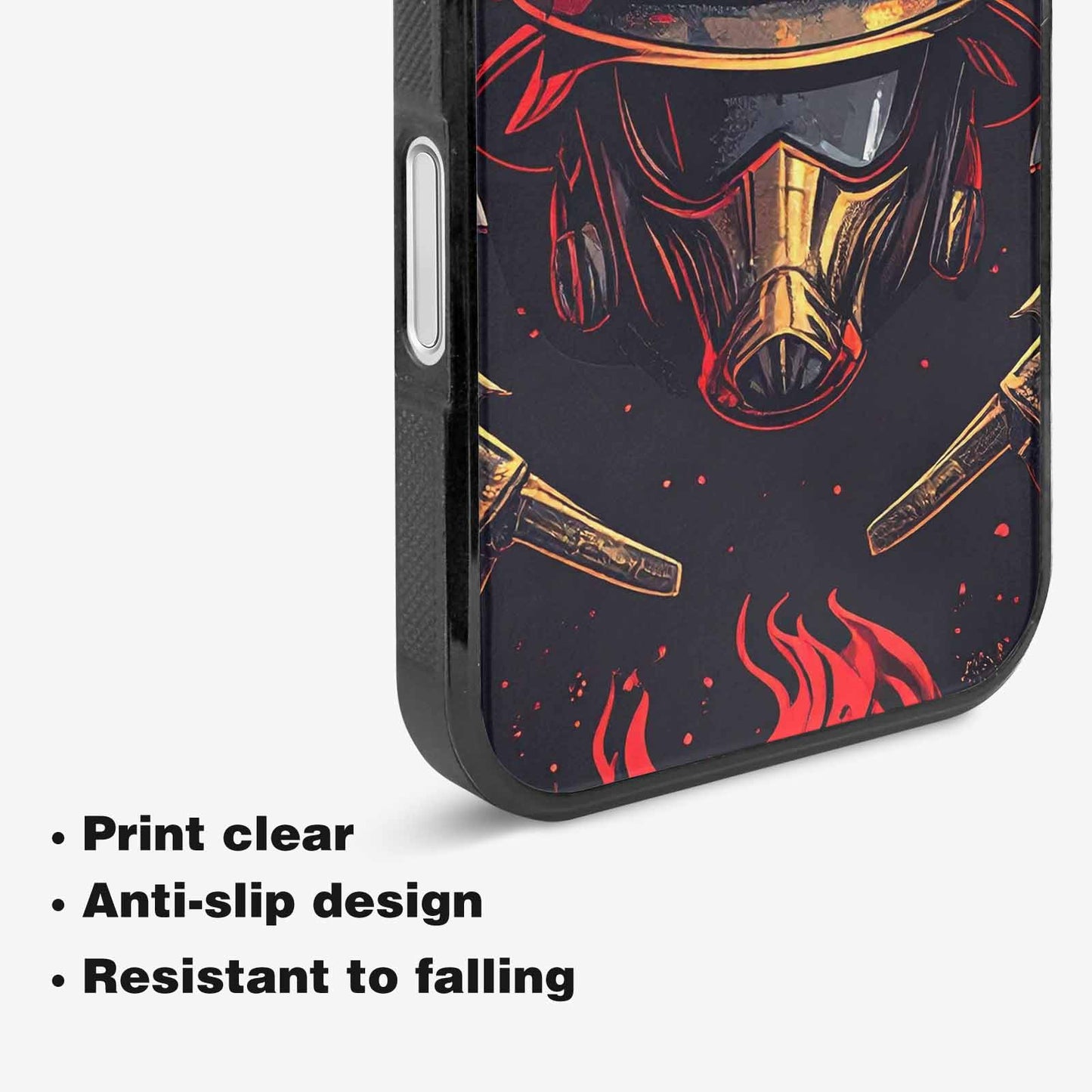 iPhone 16 Plus Case — Firefighter Pattern Flames Axes Helmets Seamless, Personalized Phone Case