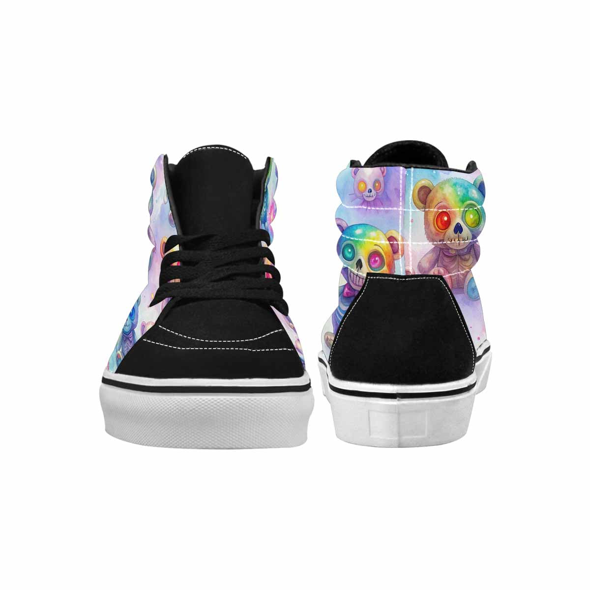 MEN'S Rainbow Teddy Skeletons Eye High Top Canvas Melting Art Custom Sneakers
