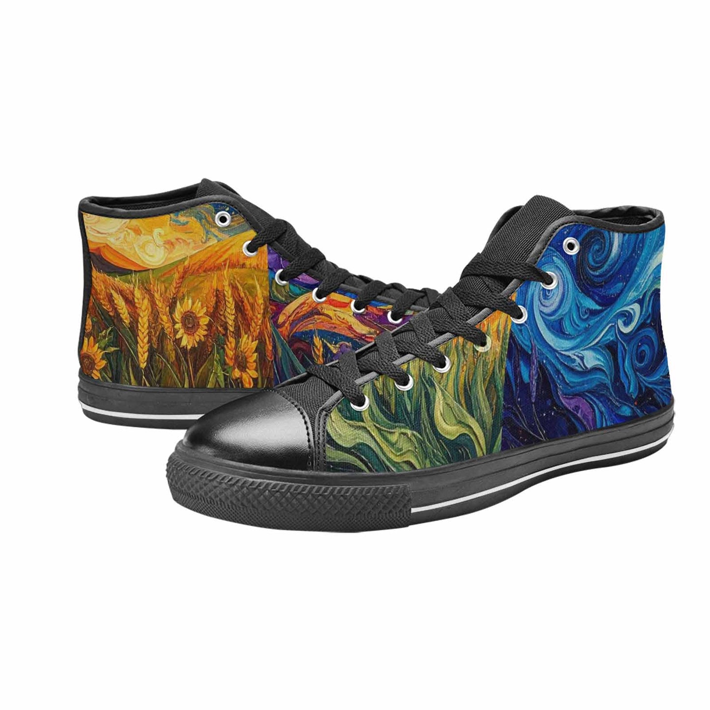 WOMEN'S Blend All Versions High Top Canvas Vibrant Chaos Custom Sneakers