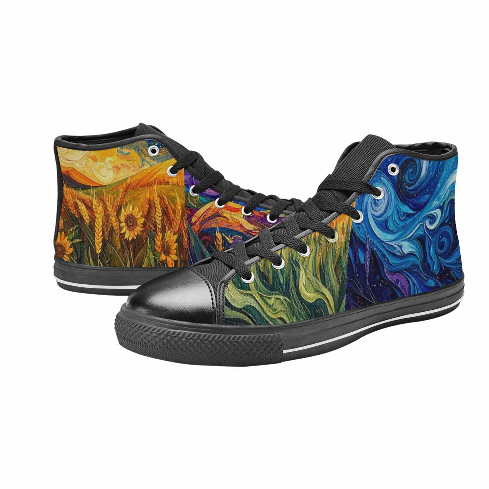 WOMEN'S Blend All Versions High Top Canvas Vibrant Chaos Custom Sneakers