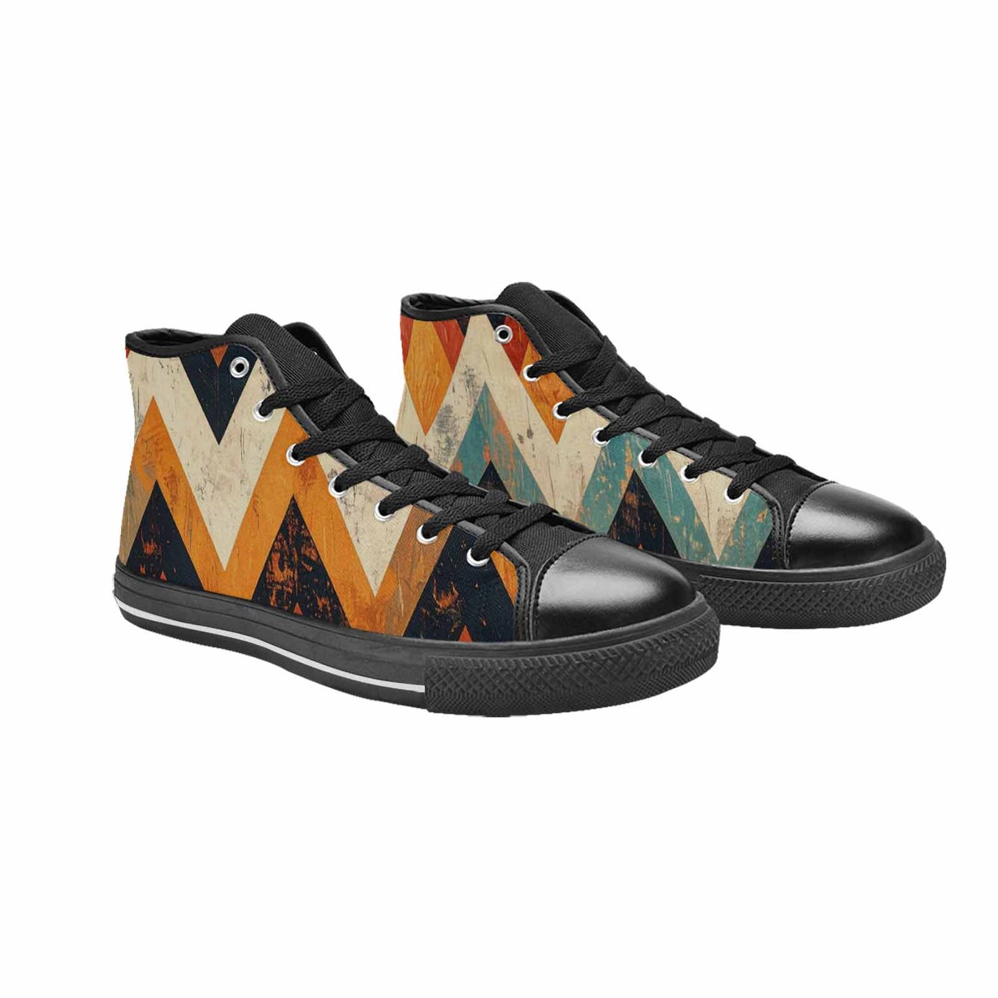 WOMEN'S Southwestern Geometric Diamond High Top Canvas Surreal Custom Shoes