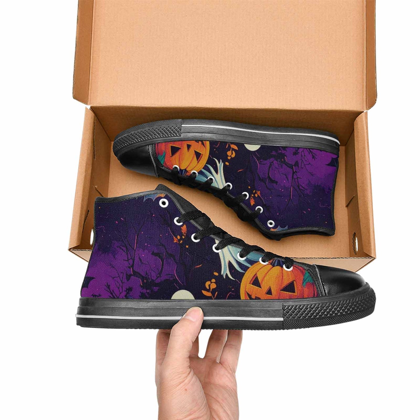 WOMEN'S Halloween Print High Top Canvas Dark Academia Shoes