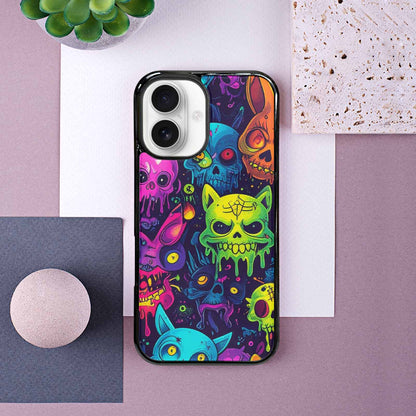 iPhone 16 Case — Mixed Toxic Glow Creature Pattern Hundreds, Custom Phone Case