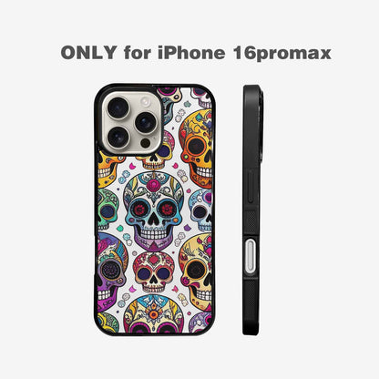 iPhone 16 Pro Max Case — Vibrant Skull Seamless, Custom Phone Case