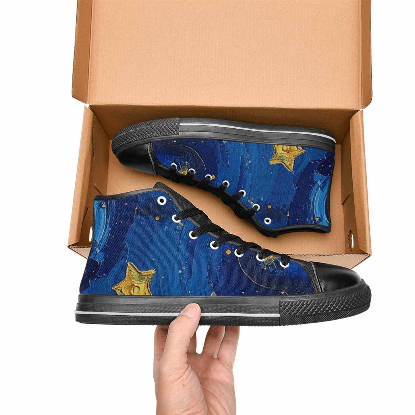 WOMEN'S Starry Night Galaxy High Top Canvas Neon Fantasy Sneakers