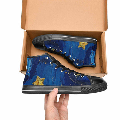 WOMEN'S Starry Night Galaxy High Top Canvas Neon Fantasy Sneakers