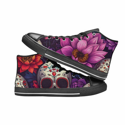 MEN'S Lotus Skulls High Top Canvas Neon Fantasy Shoes