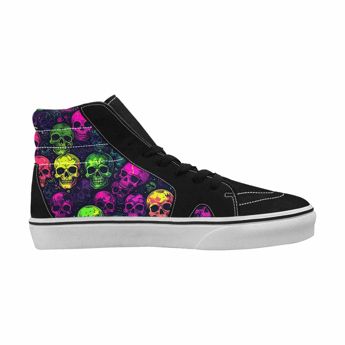 WOMEN'S Skulls - Neon High Top Canvas Neon Fantasy Custom Sneakers