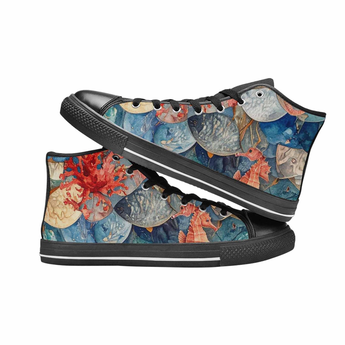 WOMEN'S Fish Scale Coral High Top Canvas Aesthetic Shoes