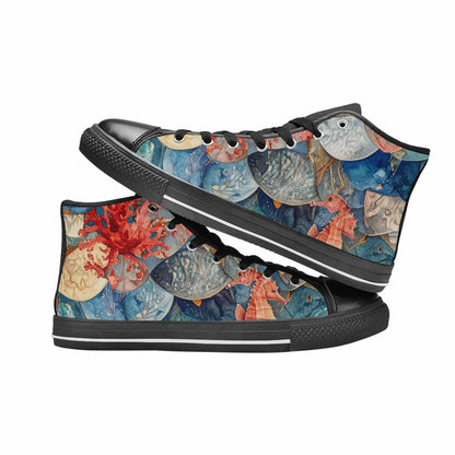 WOMEN'S Fish Scale Coral High Top Canvas Aesthetic Shoes