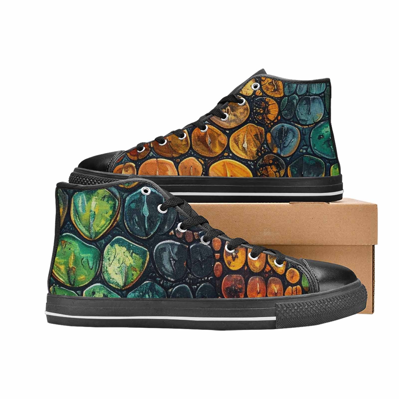 MEN'S Snake Skin Reptile High Top Canvas Aesthetic Custom Sneakers