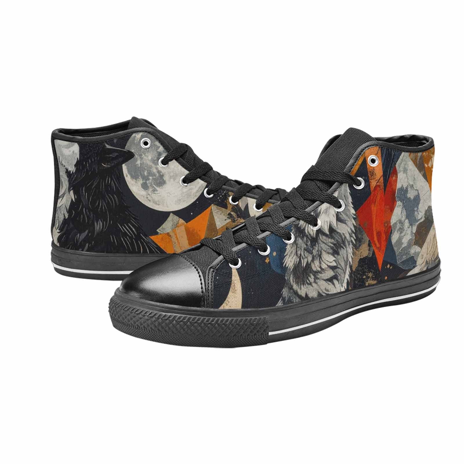 MEN'S Wolf Silhouette Moon High Top Canvas Aesthetic Sneakers