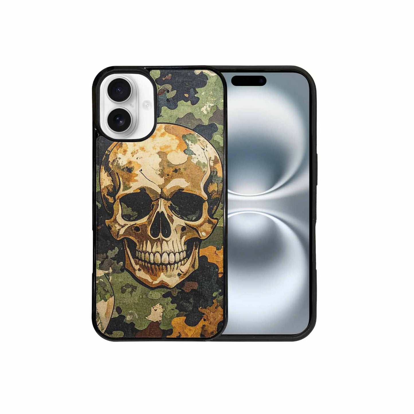 iPhone 16 Plus Case — Military Camo Texture Combined With Distressed, Original Design Phone Case