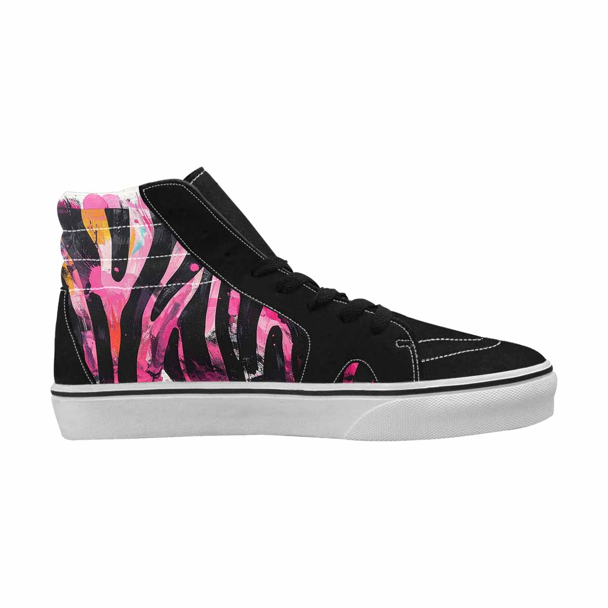MEN'S Zebra Stripe Burst High Top Canvas Melting Art Custom Sneakers