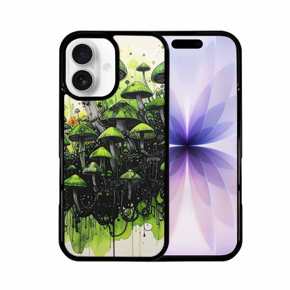 iPhone 17 Case — Rainbow Drip Mushrooms Black Original Art, Custom Printed Phone Case