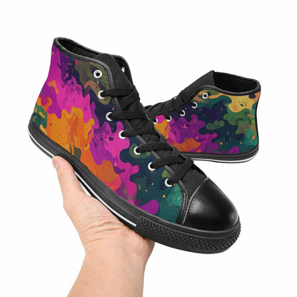 WOMEN'S Military Camouflage Blotch High Top Canvas Vivid Custom Sneakers