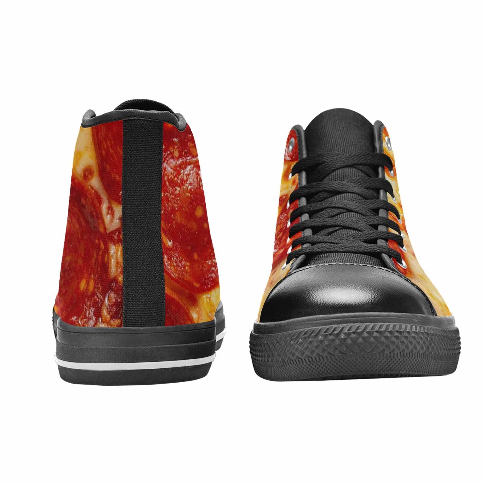 WOMEN'S Pepperoni Pizza Print High Top Canvas Surreal Custom Sneakers