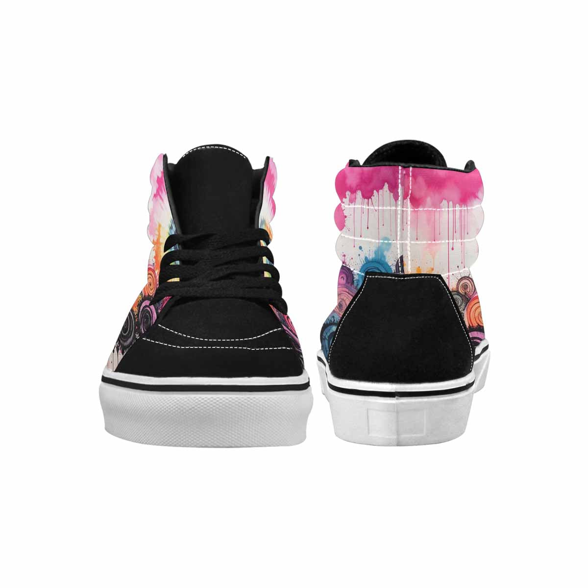 MEN'S Tie Dye Black & Pink Ink High Top Canvas Boutique Melting Art Limited Edition Sneakers