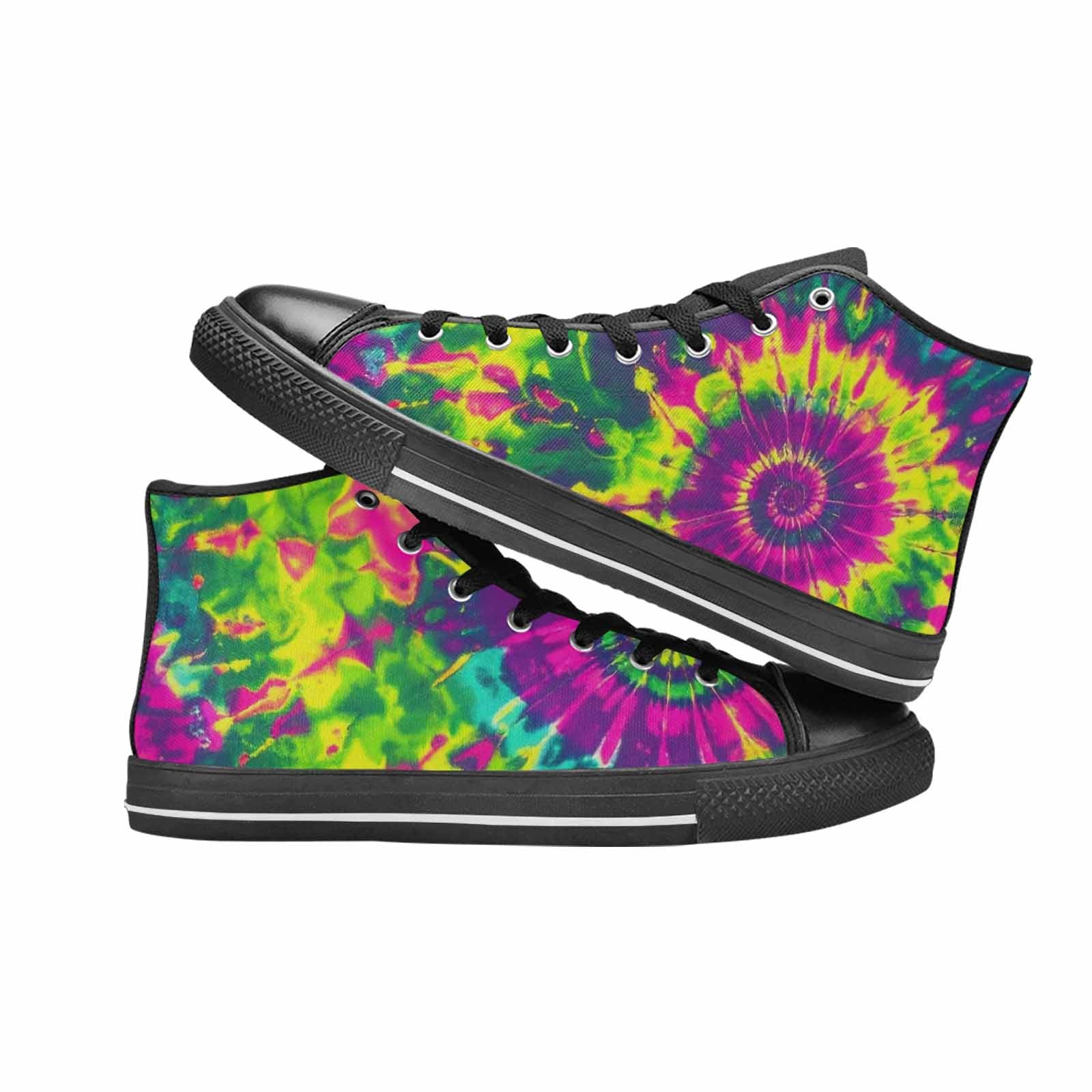 MEN'S Tie Dye - High Top Canvas Wallpaper Art Custom Shoes