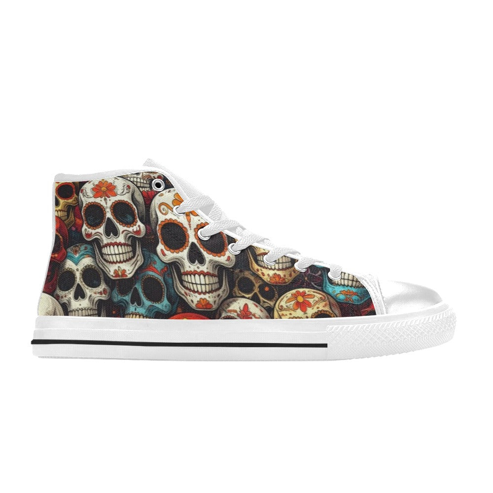 WOMEN'S Aggressive Comic Sugar Skull High Top Canvas Dreamcore Custom Shoes