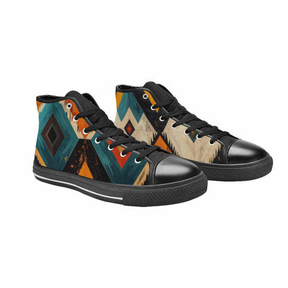 MEN'S Southwestern Geometric Diamond High Top Canvas Vivid Sneakers