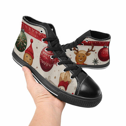 WOMEN'S Christmas Holly Snowflake High Top Canvas Cottagecore Custom Shoes
