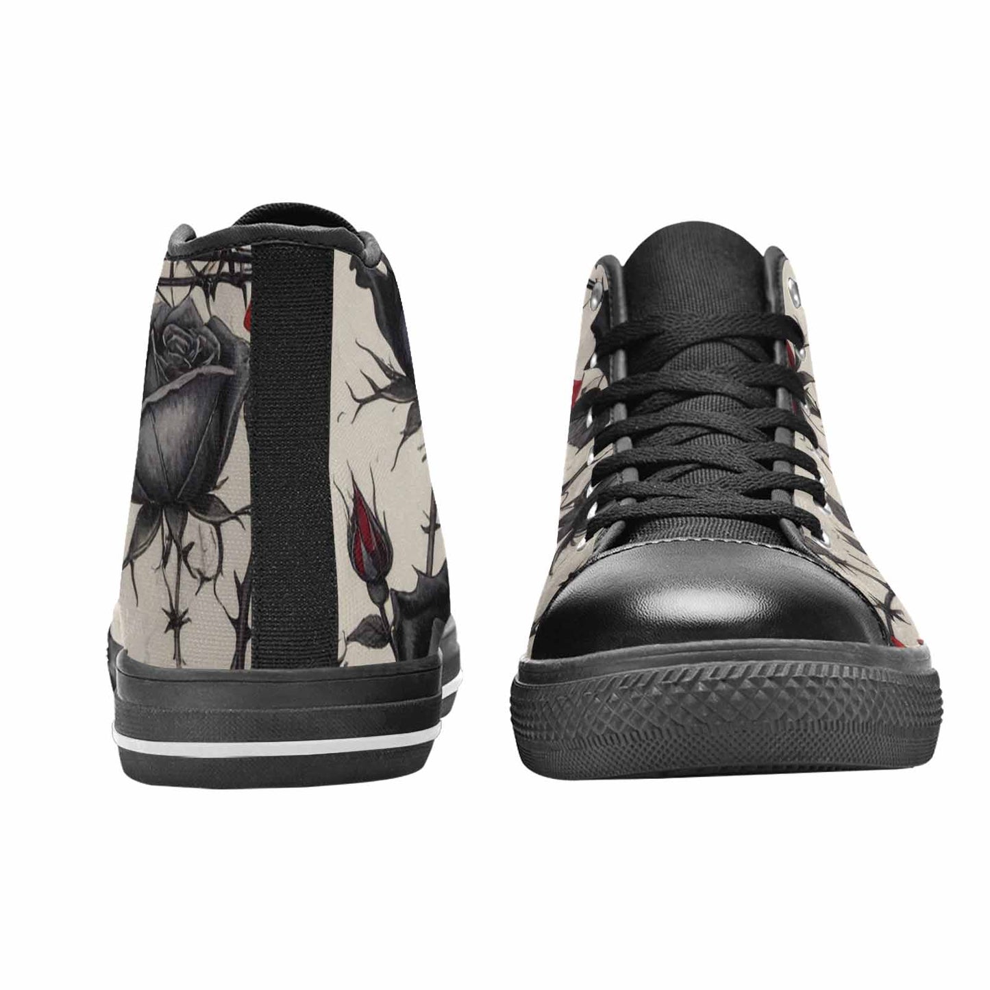 MEN'S Black Gothic Rose High Top Canvas Cottagecore Custom Sneakers
