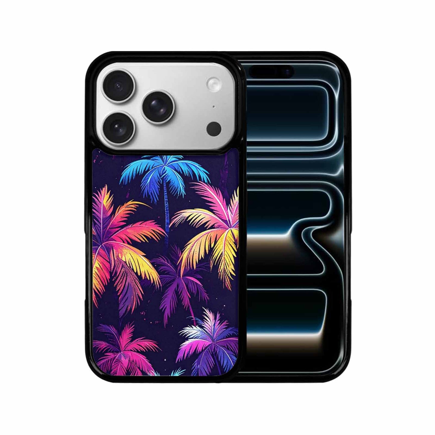 iPhone 17 Pro Case — Chrome Bling Palm Tree Original Art, Unique Phone Case Design