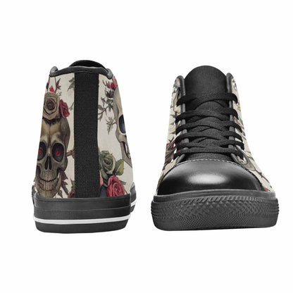 MEN'S Skulls - Roses High Top Canvas Wallpaper Art Custom Shoes