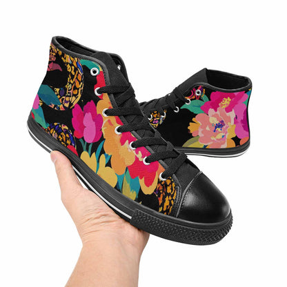MEN'S Floral Snake Print High Top Canvas Cottagecore Custom Shoes