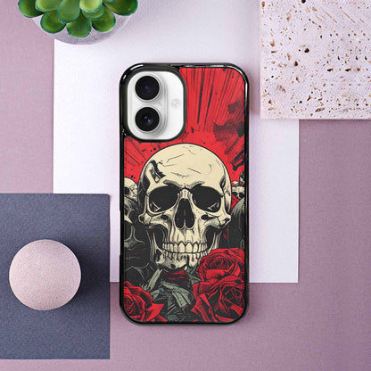 iPhone 16 Case — Skull Dark Art Gothic Print, Customized Protective Case