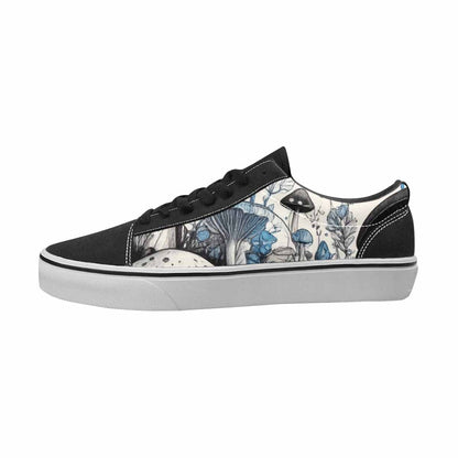MEN'S Mushrooms Black & Blue Ink Canvas Original Design Kaleidoscope Handmade Custom Shoes