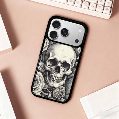 iPhone 17 Pro Case — Skulls Roses Pen Ink Gothic Skulls, Personalized Phone Case