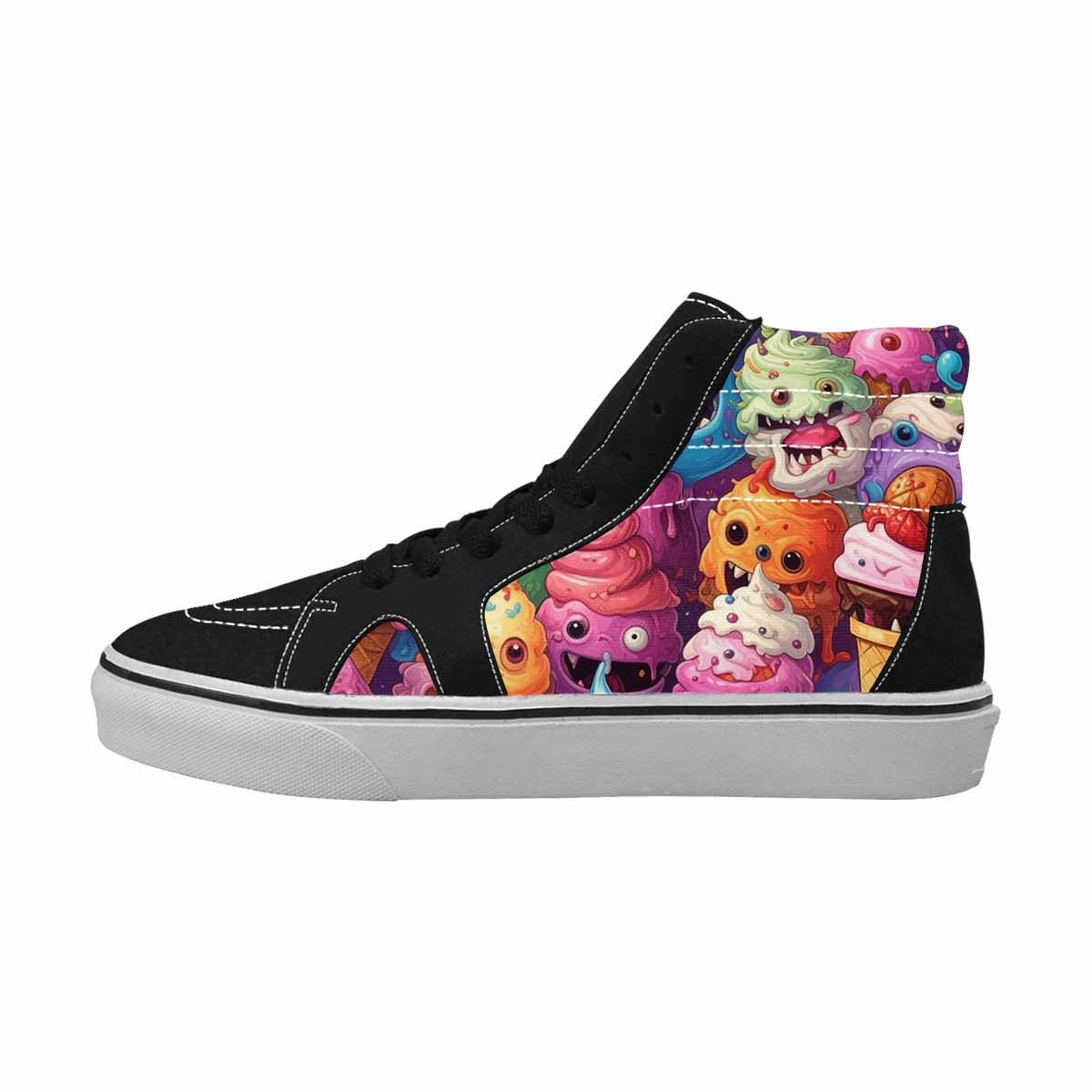 WOMEN'S Melting Icecream Cone Monster High Top Canvas Grunge Custom Sneakers