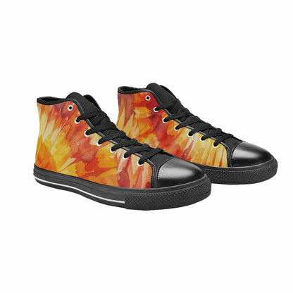 WOMEN'S Tie Dye Sunburst Rays High Top Canvas Y2K Custom Sneakers